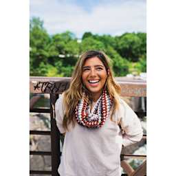 Lion Brand Pima Cotton Yarn (Person wearing scarf)