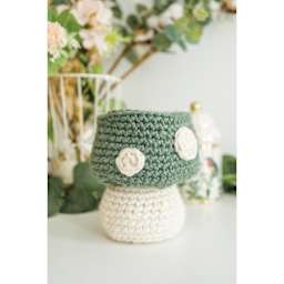 Lion Brand Re-Spun Thick & Quick Yarn - Spruce - finished mushroom amigurumi example