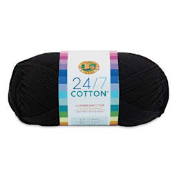 Lion Brand 24/7 Cotton Yarn - Black, 186 yards