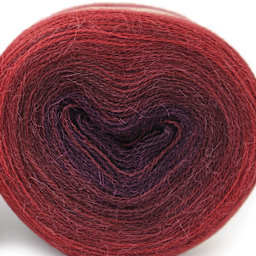 HiKoo Concentric Yarn - Ruby Roulette, 437 yards close up to show texture