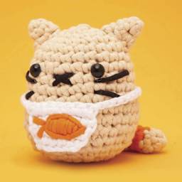 The Woobles Beginner Crochet Amigurumi Kit - Cat - finished example