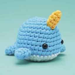 The Woobles Beginner Crochet Amigurumi Kit - Narwhal - finished example
