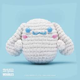 The Woobles Beginner Crochet Amigurumi Kit - Cinnamoroll from Hello Kitty - finished example