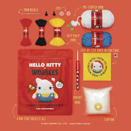 The Woobles Beginner Crochet Amigurumi Kit - Hello Kitty from Hello Kitty - packaging and contents
