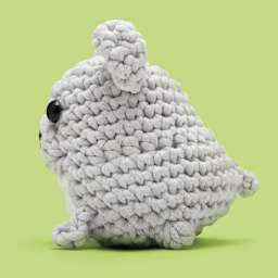 The Woobles Beginner Crochet Amigurumi Kit - Hugo the French Bulldog - finished example, side