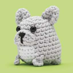 The Woobles Beginner Crochet Amigurumi Kit - Hugo the French Bulldog - finished example