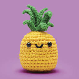 The Woobles Beginner Crochet Amigurumi Kit - Pinya the Pineapple - finished example