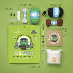 The Woobles Beginner Crochet Amigurumi Kit - Steve the Frankenstein - labelled contents