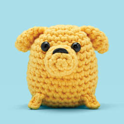 The Woobles Beginner Crochet Amigurumi Kit - Buster the Labrador, finished example