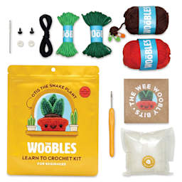 The Woobles Beginner Crochet Amigurumi Kit - Otis the Snake Plant contents and packaging