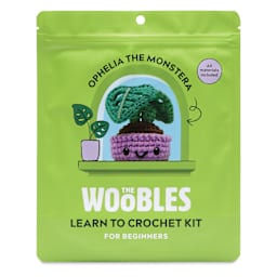 The Woobles Beginner Crochet Amigurumi Kit - Ophelia the Monstera front of packaging