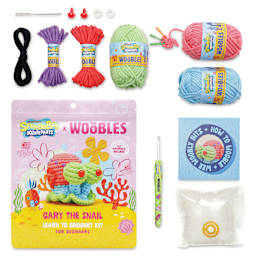 The Woobles Beginner Crochet Amigurumi Kit - Gary the Snail contents and packaging