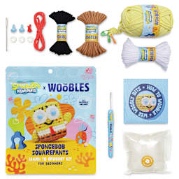 The Woobles Beginner Crochet Amigurumi Kit - SpongeBob Squarepants contents and packaging