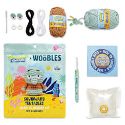 The Woobles Beginner Crochet Amigurumi Kit - Squidward Tentacles contents and packaging
