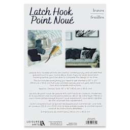 Leisure Arts Latch Hook Kit - Leaves, back of the packaging