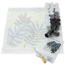 Leisure Arts Latch Hook Kit - Leaves, contents laid out