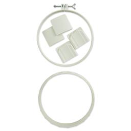 Clover Punch Needle Hoop, contents laid out seen from above