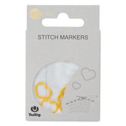 Tulip Needle Company Stitch Markers - Yellow Heart, Pkg of 7, front of the packaging
