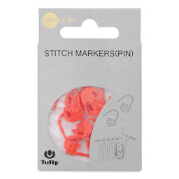 Tulip Needle Company Stitch Markers - Orange Tulip, Pkg of 7, Pins, front of the packaging
