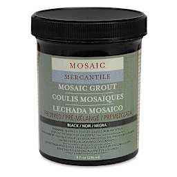 Mosaic Mercantile Pre-mixed Tile Grout - Front of 8 oz jar of Black Grout
