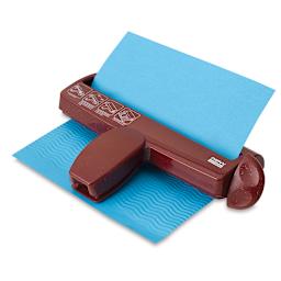 Marvy Uchida Corru-Gator Paper Crimper - Blue paper shown in Wave Crimper