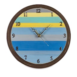 Walnut Hollow Pine Clock Surfaces - Finished Clock with Blue and Yellow Stripes