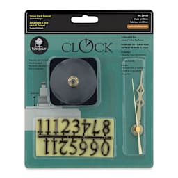 Walnut Hollow Clock Movement with Hands and Numbers - For 1/4" Thick Surface, 3 Piece - front of packaging