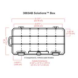 ArtBin Solutions Box - Three Compartments (Illustration of box with corresponding dimensions)