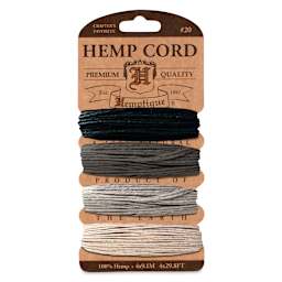 Hemptique Hemp Cord Card - Onyx Colors, 120 ft, 10 lb