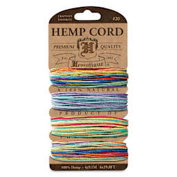 Hemptique Hemp Cord Card - Variegated Colors, 120 ft, 20 lb