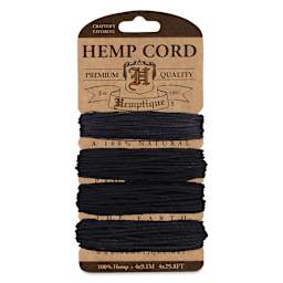 Hemptique Hemp Cord Card - Multi-Weight Black Colors, 104 ft, 10 - 48 lb