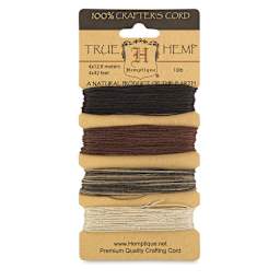 Hemptique Hemp Cord Card - Front view of 4 10 lb Earthy Colors Card
