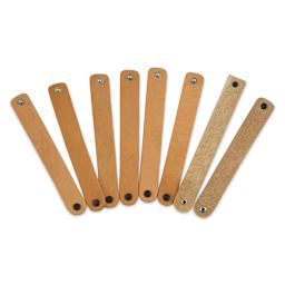 Realeather Leather Wristbands - Natural, 1" x 8", eight wristbands fanned out