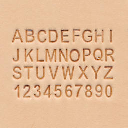 Realeather Leather Tooling Set - 1/4" Alphabet and Numbers with Handle, Set of 36 Stamps, stamped letters and numbers