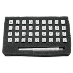 Realeather Leather Tooling Set - 1/4" Alphabet and Numbers with Handle, Set of 36 Stamps