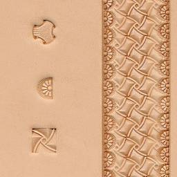 Realeather Geometric Stamp Set - Tooled leather showing decorative border and accents
