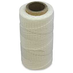 Realeather Waxed Thread - Top angled view of spool of White Waxed Thread