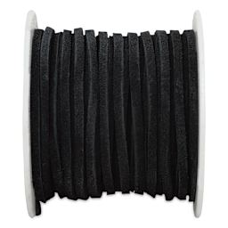 Realeather Suede Lace - 1/8" x 75 ft, Black top of spool