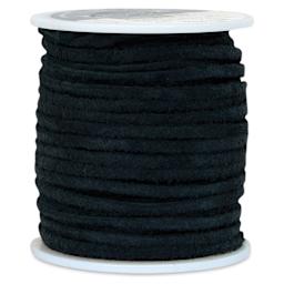 Realeather Suede Lace - 3/32" x 50 ft, Black spool upright