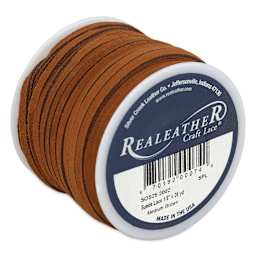 Realeather Suede Lace - 1/8" x 75 ft, Medium Brown