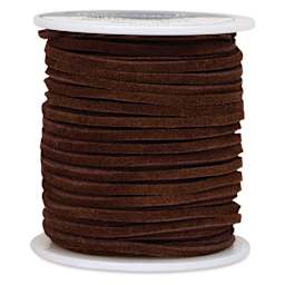 Realeather Suede Lace - 3/32" x 50 ft, Chocolate spool upright