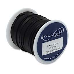 Realeather Deerskin Lace - 50 yds of Black Deerskin Lace on spool