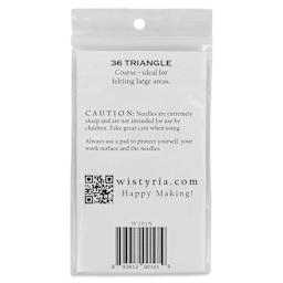 Wistyria Editions Felting Needles - Size 36, Triangle, Pkg of 4 - back of packaging