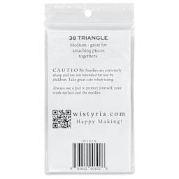 Wistyria Editions Felting Needles - Size 38, Triangle, Pkg of 4 - back of packaging