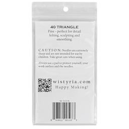 Wistyria Editions Felting Needles - Size 40, Triangle, Pkg of 4 - back of packaging