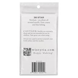 Wistyria Editions Felting Needles - Size 38, Star, Pkg of 4 - back of packaging
