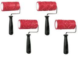 Amaco Clay Texture Rollers - Style 2 Classpack components shown as 4 handles and 4 texture sleeves