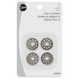 Dritz Class 15 Bobbins - Metal, Pkg of 4, front of packaging