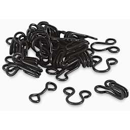 Dritz Sew-On Hook and Eye Closures - 14 Black Hooks and Eyes in pile
