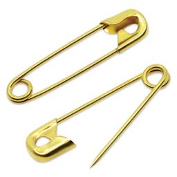 Dritz Safety Pins - Brass, Size 00, Pkg of 15 single pin closed and open